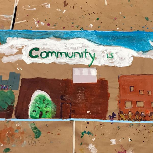 Photograph of a community mural created during a free Family Program. 