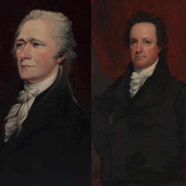 DeWitt Clinton和Alexander Hamilton（1799-1808）的照片。