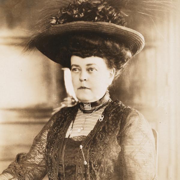 A photo of Alva Belmont who is a philanthropist, socialite, suffragist, and founder of the Political Equality Association in New York. 