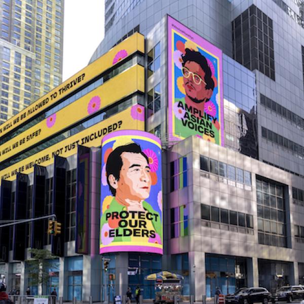 Amanda Phingbodhipakkia’s work in Times Square, photograph by Maria Baranova