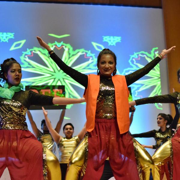 Dancers perform during a Diwali celebration.