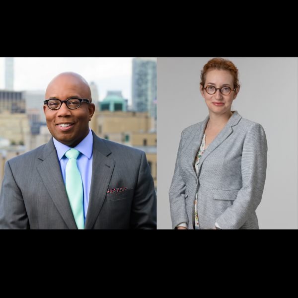 left: Headshot of Errol Louis, Right: Headshot of Dana Rubinstein