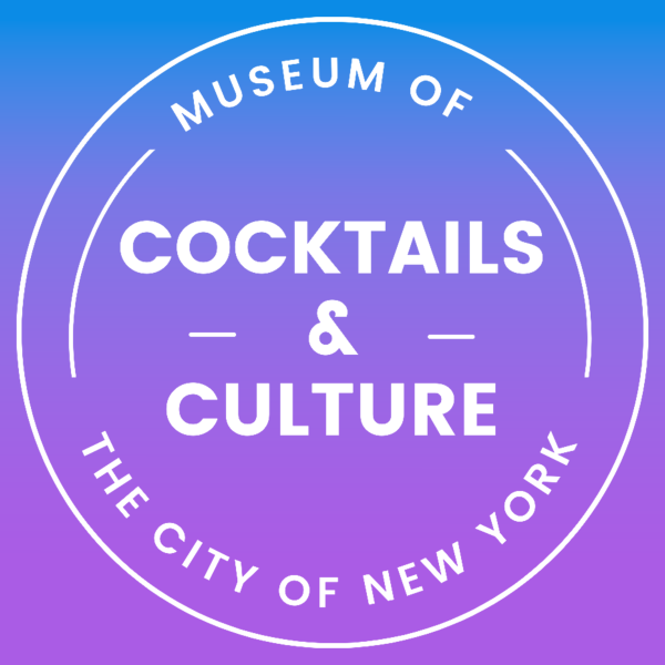 The words "Cocktails & Culture" in a white circle on a blue and purple background.