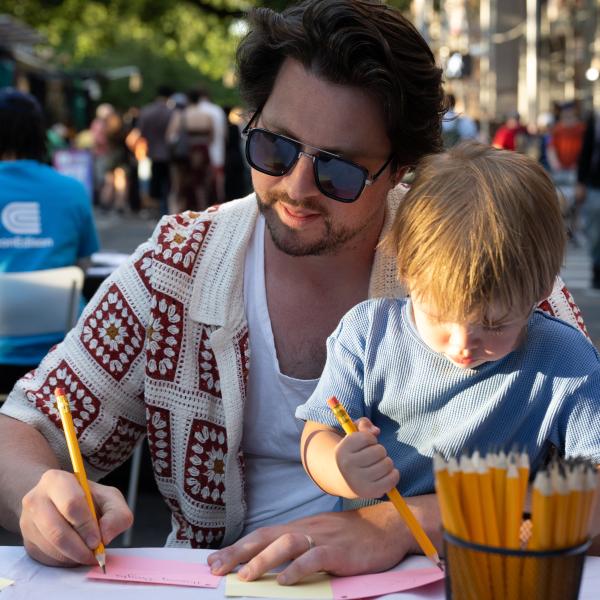 man and toddler