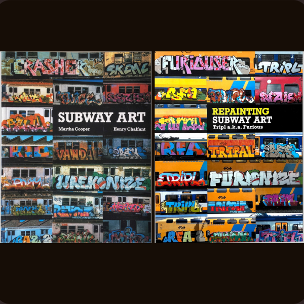 Repeindre la couverture d'un livre d'art sur le métro