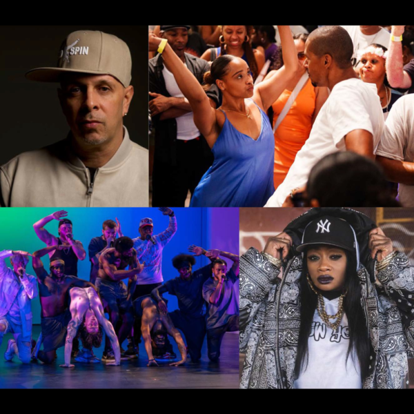 Four photos of hip hop artists and dancers