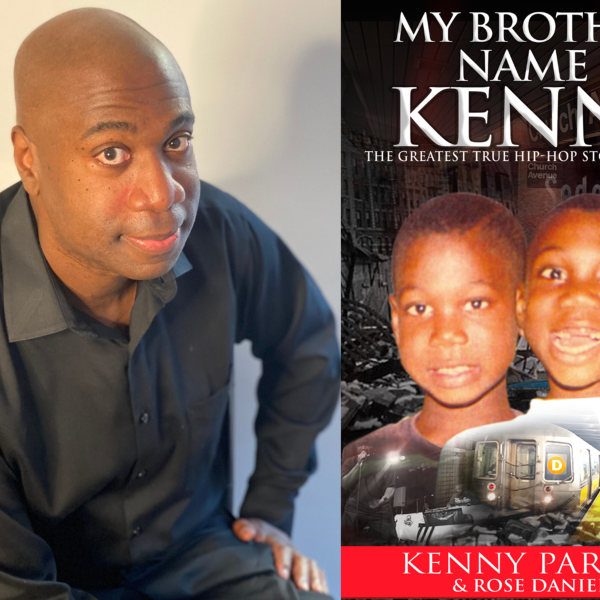 Image Kenny parker (left) Book Cover of "My Brother's Name is Kenny: The Greatest  True Hip Hop Story Ever Told" (right)