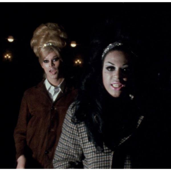 Crystal LaBeija and a fellow drag performer yell at the camera in a still from The  