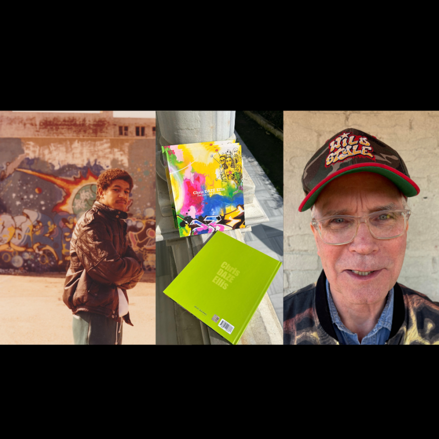 From Right – Left  - Image of Chris " DAZE" Ellis ; Image of "People and Places" book front cover and back cover; Image of Charlie Ahearn  
