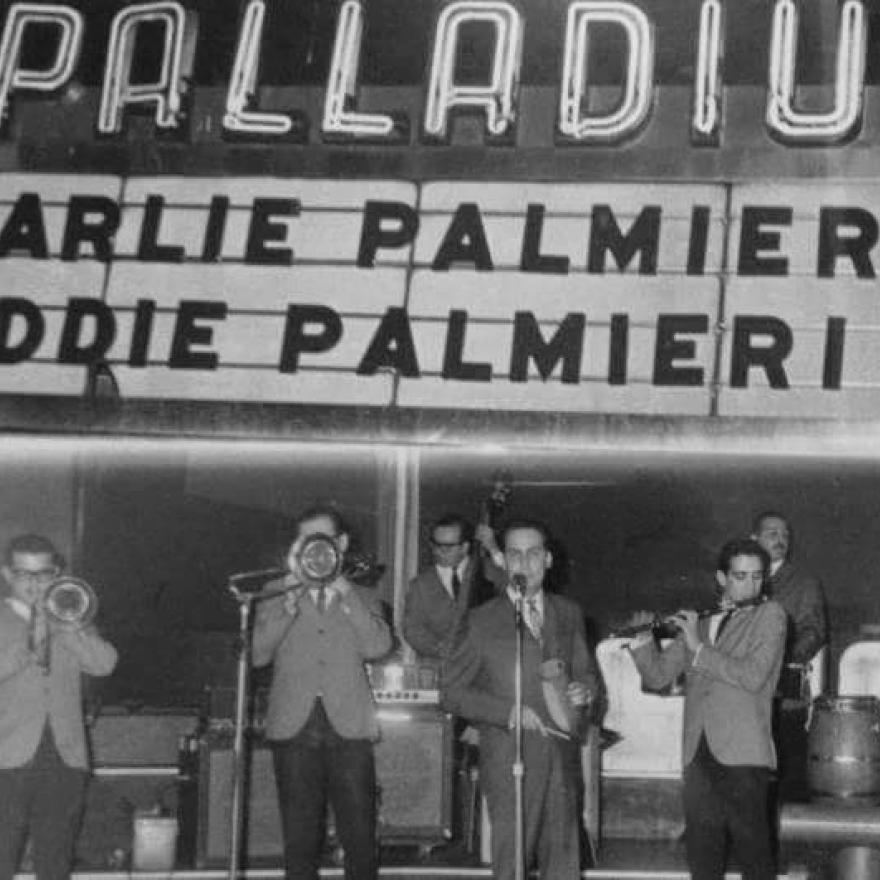 Charlie Palmieri and Eddie Palmieri perform at the Palladium Ballroom, c. 1964  