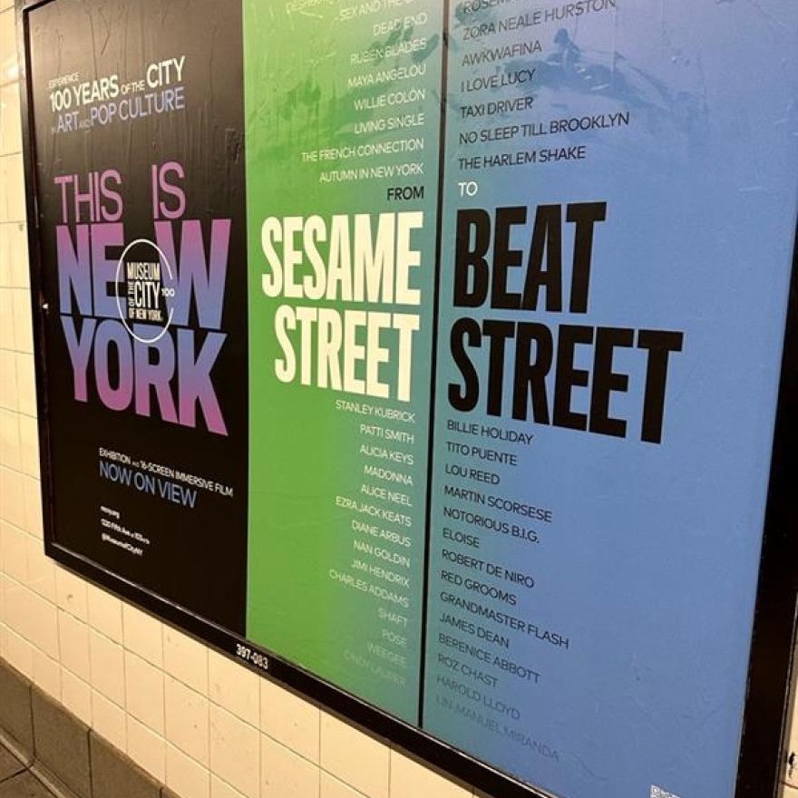 Subway platform ad for the exhibition "This Is New York."