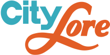 "City" in an aqua san serif font and "Lore" in a swooping font with a cursive "L"