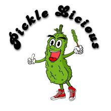 Cartoon Pickle with Pickle Licious written above