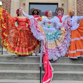Dancers in traditional Cumbia regalia