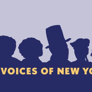 バナーには、バーチャル ワークショップ シリーズ「Hidden Voices of New York City」で取り上げられたフィギュアの XNUMX つのシルエット画像が含まれています。左から右に、アントニア パントージャ、ベイヤード ラスティン、エルシー リチャードソン、デビッド ラグルズ、ウォン チン フー、シルビア リベラです。