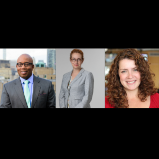 Left to right: Headshot of Errol Louis, Headshot of Dana Rubinstein, Headshot of Brigid Bergin