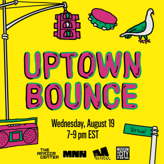 Uptown Bounce graphic with drawings 