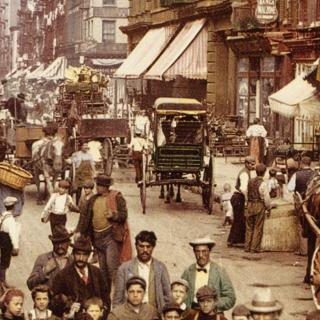 Rendu d'artiste de Mulberry St c.1900