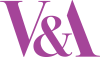 Logotipo para el Victoria and Albert Museum de Londres. Gráfico violeta de V&A