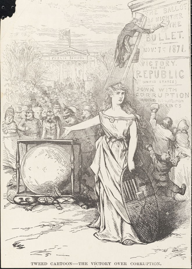 Thomas Nast (1840-1902). Victory Over Corruption. 1871. Museum of the City of New York. x2011.5.528