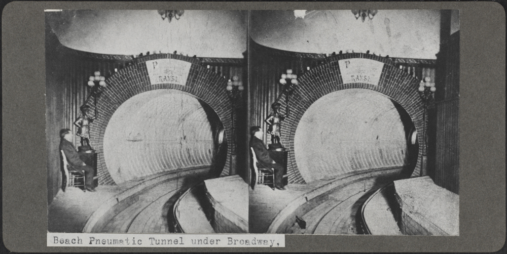 알프레드 씨 루남. 브로드 웨이의 해변 공압 터널, ca. 1870. 뉴욕시 박물관. X2010.26.126