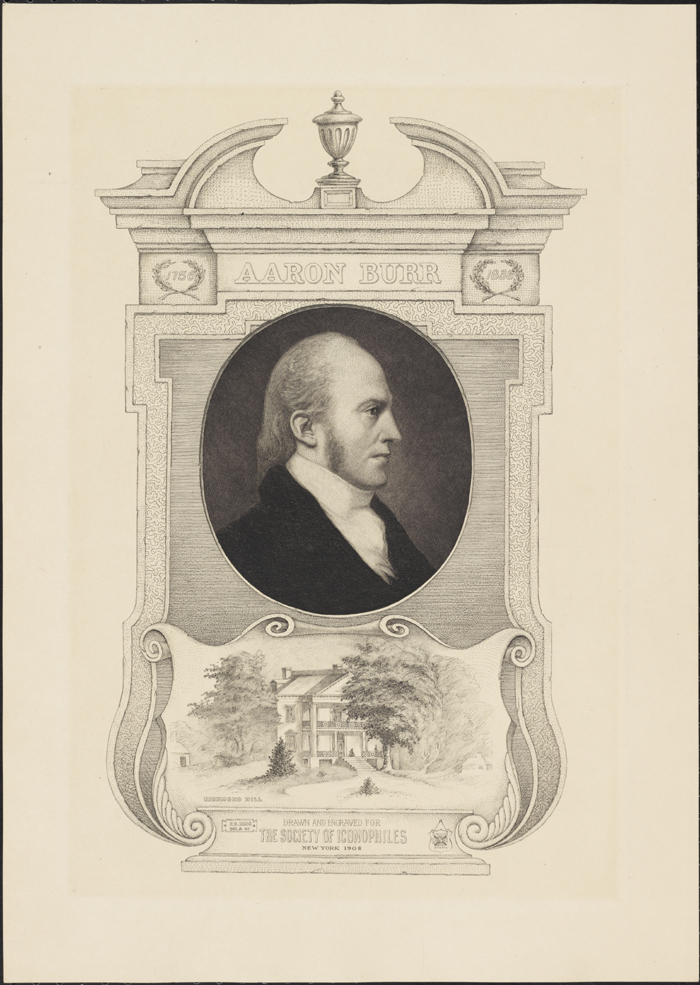 Francis Scott King (1850-1913)이 그린 그림. Iconophiles의 사회에 의해 출판. 아론 버. 1902. 뉴욕시 박물관. X2011.5.503